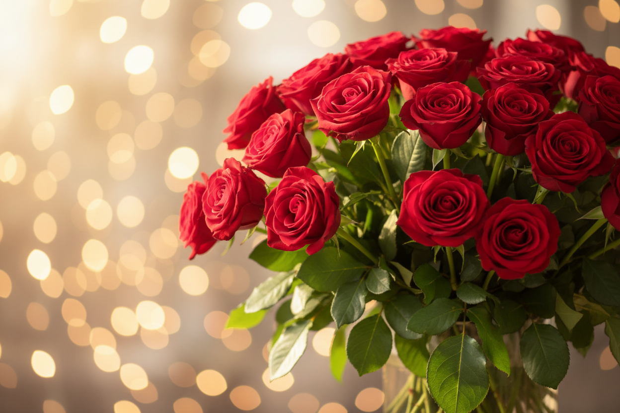 piekne czerwone roze na ladny tle